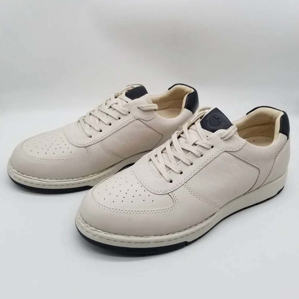 Born Men Captain Lace‎ Oxford Casual Shoes Sz 10 M White Navy Leather Sneakers